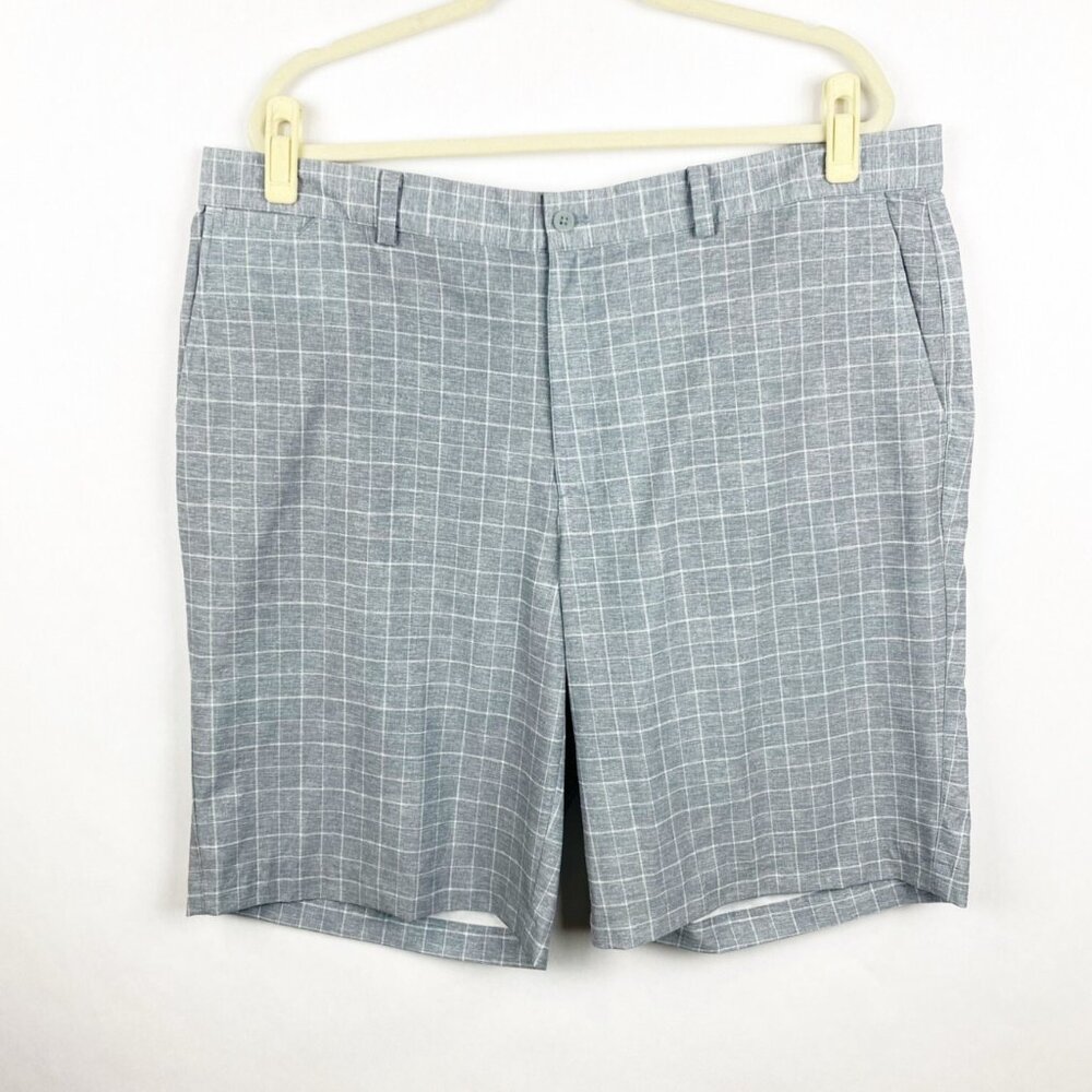 Nike Golf Tour Performance Gray Plaid Dri-Fit Flat Front Shorts Mens Size 40